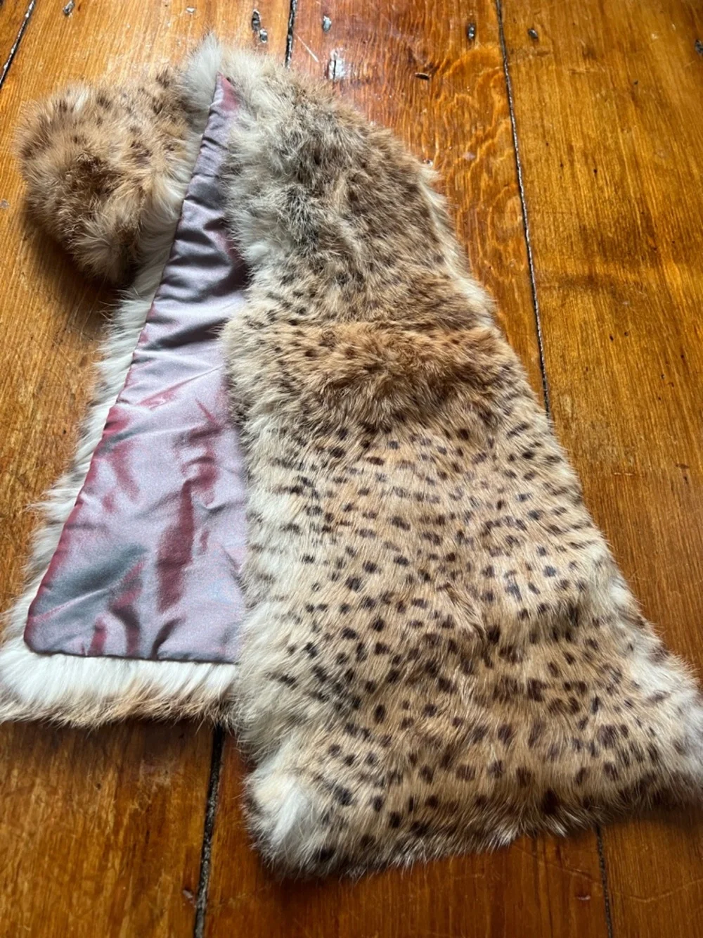 Rex Rabbit Fur Leopard Print Scarf - Picture 2 of 2